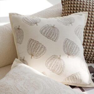 Neutral-toned decorative pillows on a sofa